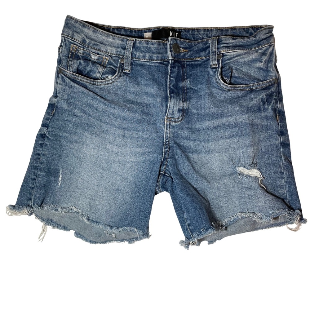 KUT from the Kloth Blue Denim Frayed Hem Women's Shorts